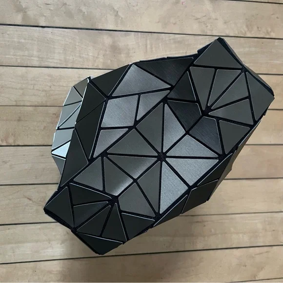 Modern Silver and Black Geometric Clutch - Picture 2 of 8